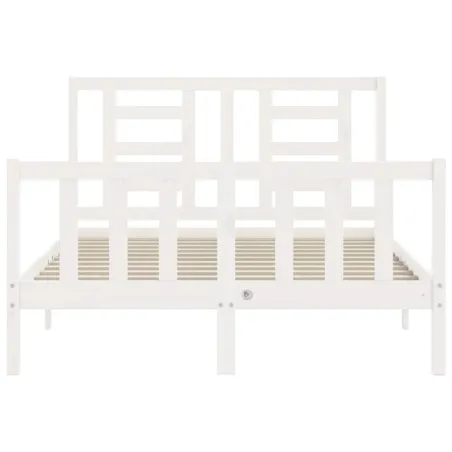 Cadre de lit sans matelas blanc bois de pin massif