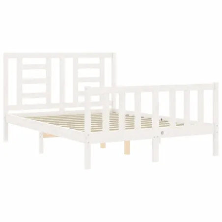Cadre de lit sans matelas blanc 140x190 cm bois de pin massif
