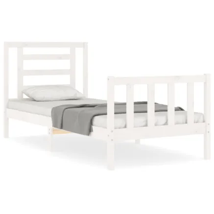 Cadre de lit sans matelas blanc 90x200 cm bois de pin massif 2