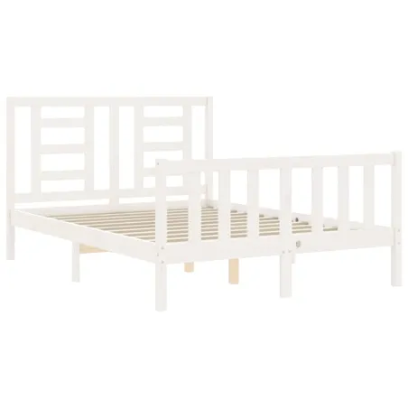 Cadre de lit sans matelas blanc 140x200 cm bois de pin massif