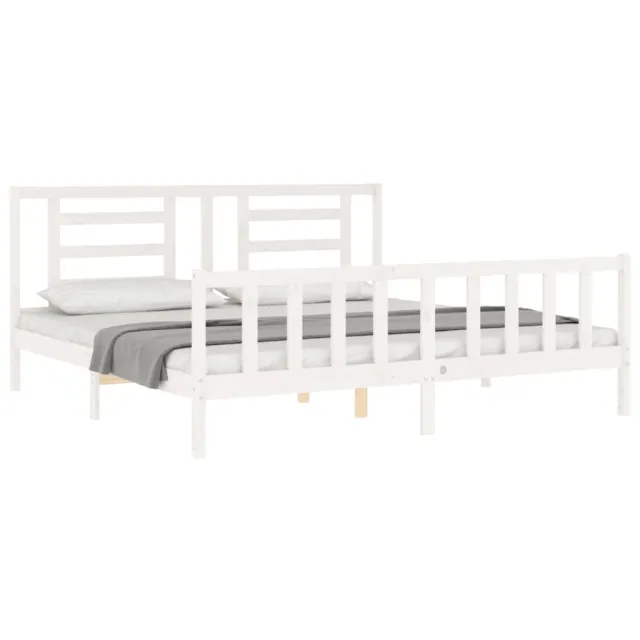Cadre de lit sans matelas blanc bois massif de pin