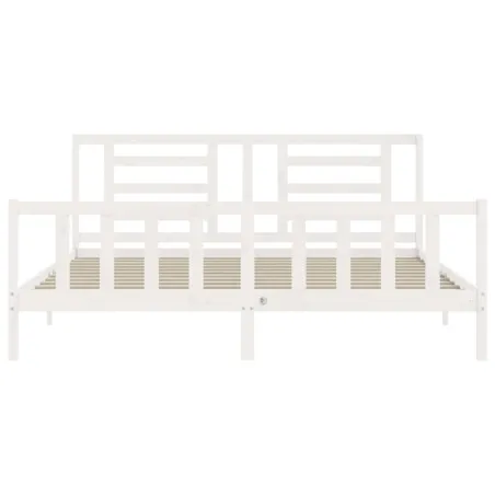 Cadre de lit sans matelas blanc bois massif de pin