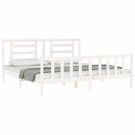 Cadre de lit sans matelas blanc 200x200 cm bois massif de pin