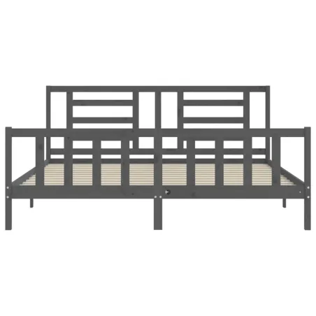 Cadre de lit sans matelas gris 200x200 cm bois massif de pin