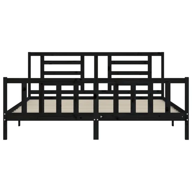 Cadre de lit sans matelas noir 200x200 cm bois massif de pin