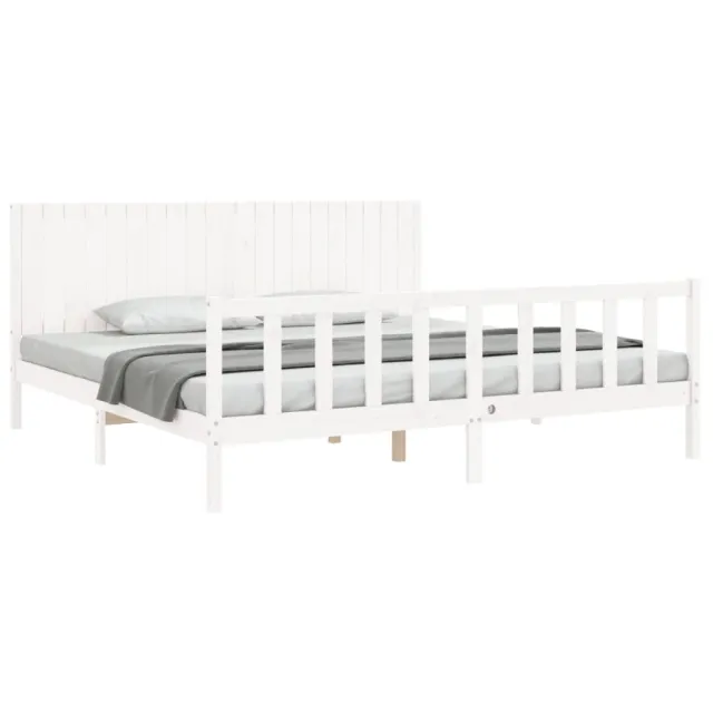 Cadre de lit sans matelas blanc 200x200 cm bois massif de pin