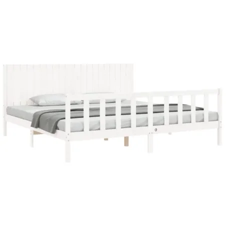 Cadre de lit sans matelas blanc 200x200 cm bois massif de pin