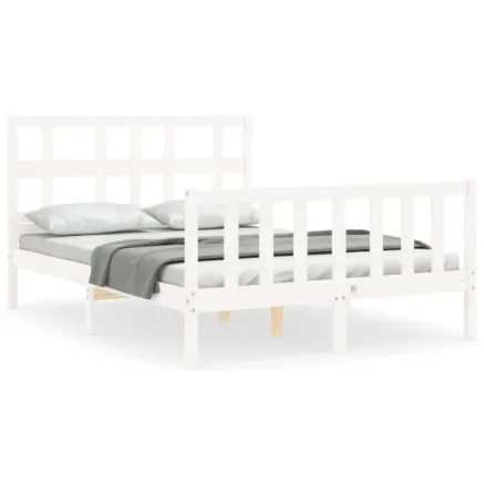 Cadre de lit sans matelas blanc bois de pin massif 2