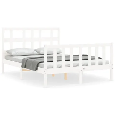 Cadre de lit sans matelas blanc bois de pin massif