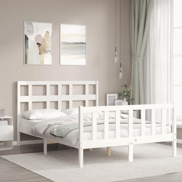 Cadre de lit sans matelas blanc bois de pin massif