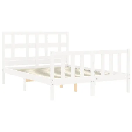Cadre de lit sans matelas blanc bois de pin massif