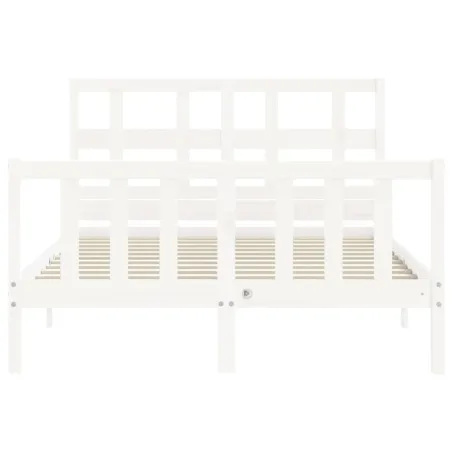 Cadre de lit sans matelas blanc bois de pin massif