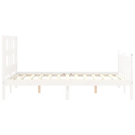 Cadre de lit sans matelas blanc bois de pin massif