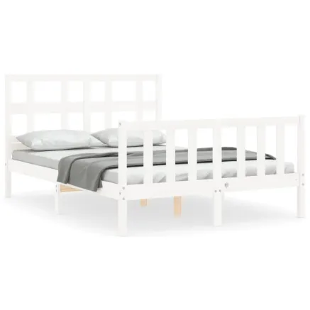 Cadre de lit sans matelas blanc 140x190 cm bois de pin massif 2