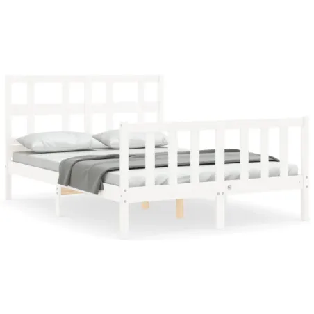 Cadre de lit sans matelas blanc 140x190 cm bois de pin massif