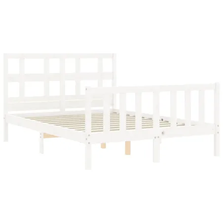 Cadre de lit sans matelas blanc 140x190 cm bois de pin massif