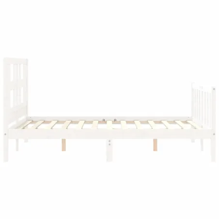 Cadre de lit sans matelas blanc 140x190 cm bois de pin massif