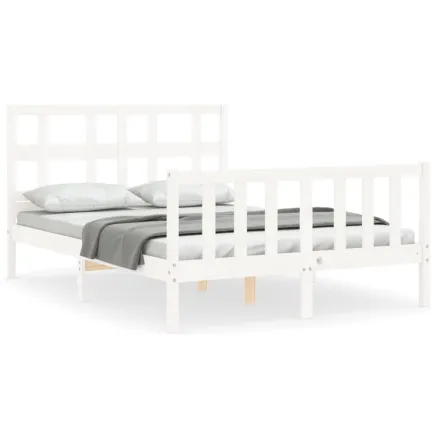 Cadre de lit sans matelas blanc 120x200 cm bois de pin massif 2
