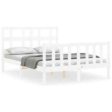 Cadre de lit sans matelas blanc 140x200 cm bois de pin massif 2