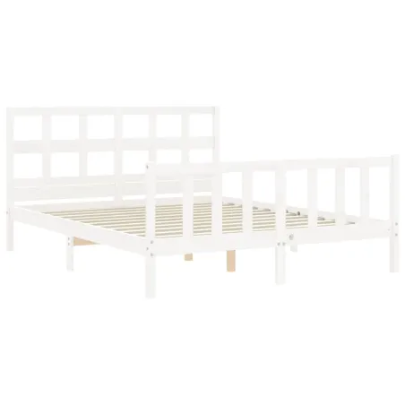 Cadre de lit sans matelas blanc 160x200 cm bois de pin massif