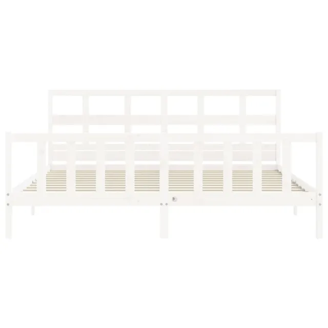 Cadre de lit sans matelas blanc bois massif de pin