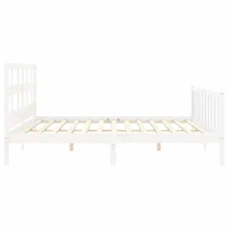 Cadre de lit sans matelas blanc bois massif de pin