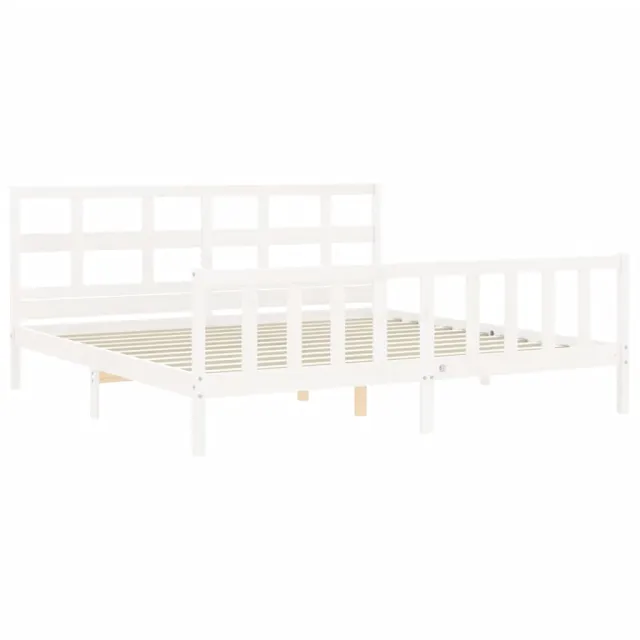 Cadre de lit sans matelas blanc 200x200 cm bois massif de pin