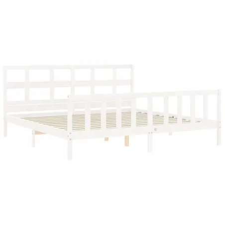 Cadre de lit sans matelas blanc 200x200 cm bois massif de pin