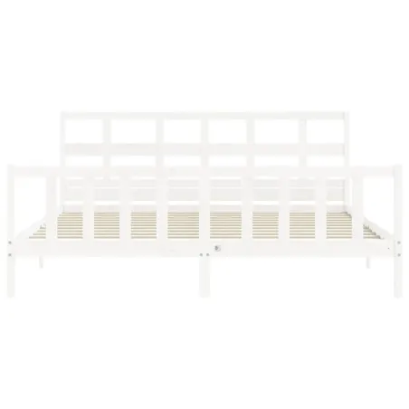Cadre de lit sans matelas blanc 200x200 cm bois massif de pin