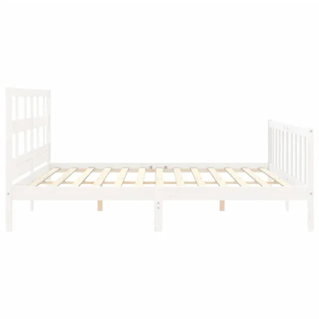 Cadre de lit sans matelas blanc 200x200 cm bois massif de pin