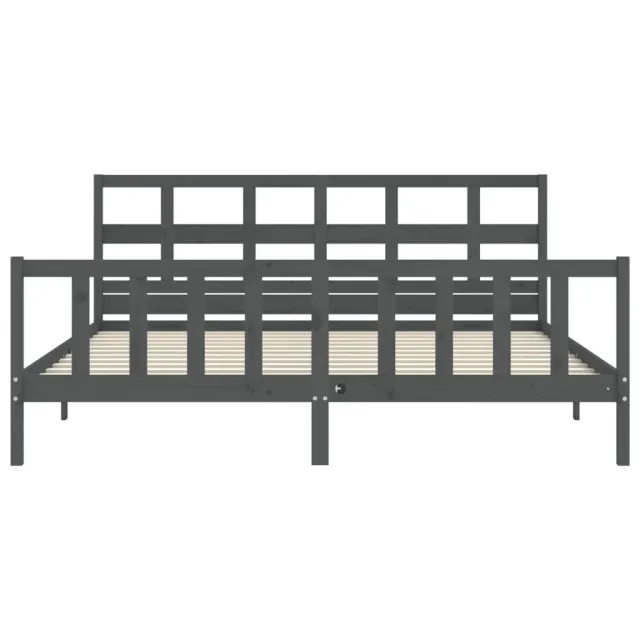 Cadre de lit sans matelas gris 200x200 cm bois massif de pin