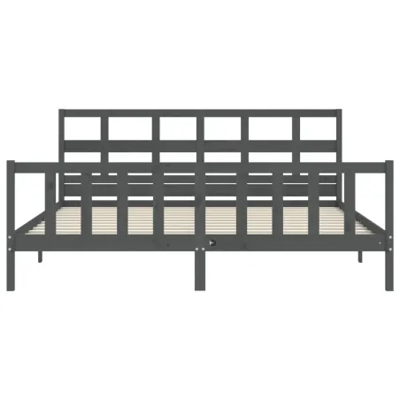 Cadre de lit sans matelas gris 200x200 cm bois massif de pin
