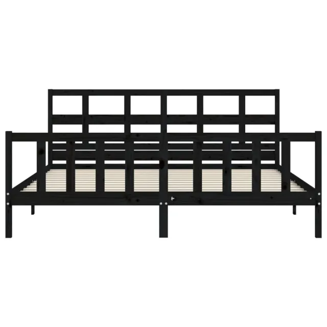 Cadre de lit sans matelas noir 200x200 cm bois massif de pin