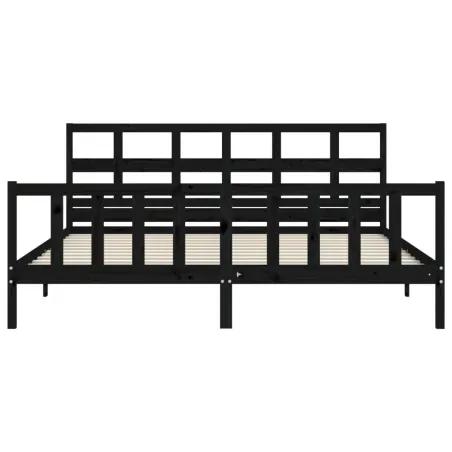 Cadre de lit sans matelas noir 200x200 cm bois massif de pin