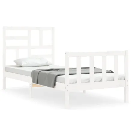 Cadre de lit sans matelas blanc bois de pin massif 2