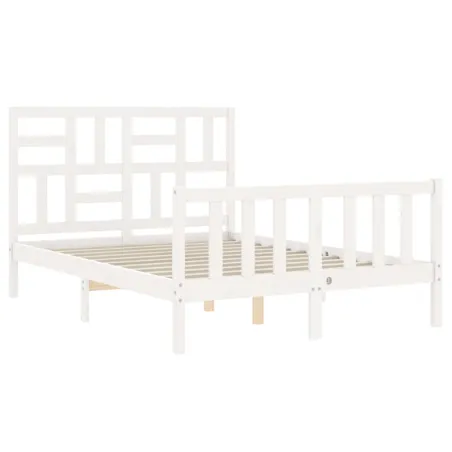 Cadre de lit sans matelas blanc 140x190 cm bois de pin massif