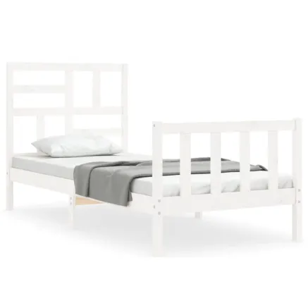 Cadre de lit sans matelas blanc 90x200 cm bois de pin massif 2