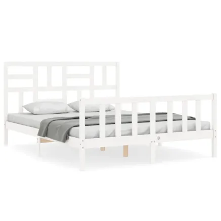 Cadre de lit sans matelas blanc bois de pin massif 2