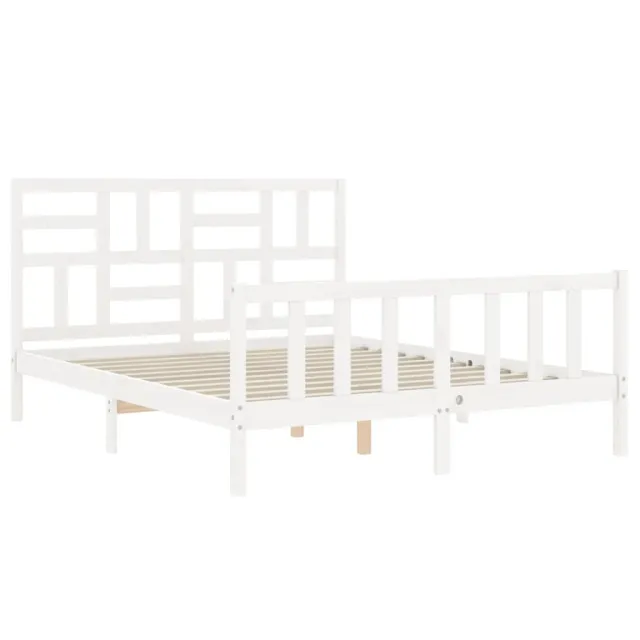 Cadre de lit sans matelas blanc bois de pin massif