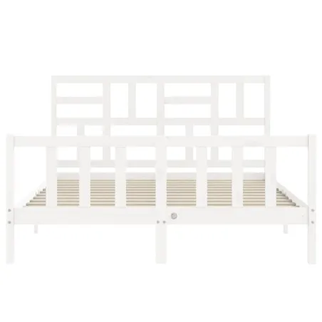 Cadre de lit sans matelas blanc bois de pin massif