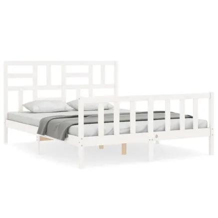 Cadre de lit sans matelas blanc 160x200 cm bois de pin massif 2