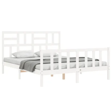 Cadre de lit sans matelas blanc 160x200 cm bois de pin massif