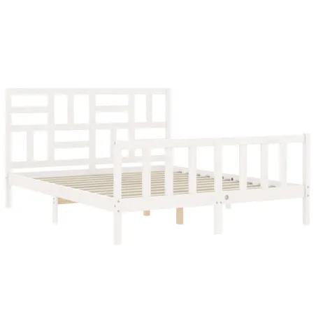 Cadre de lit sans matelas blanc 160x200 cm bois de pin massif