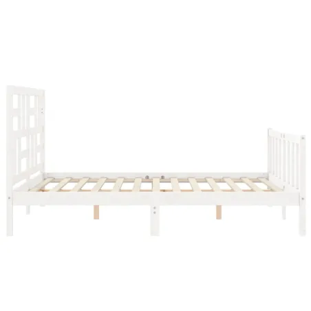 Cadre de lit sans matelas blanc 160x200 cm bois de pin massif