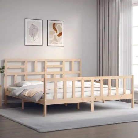 Cadre de lit sans matelas bois massif de pin