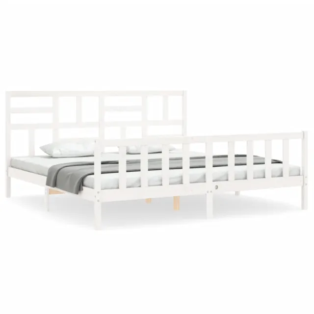 Cadre de lit sans matelas blanc bois massif de pin