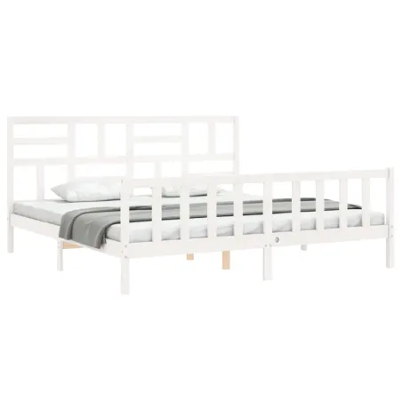 Cadre de lit sans matelas blanc bois massif de pin
