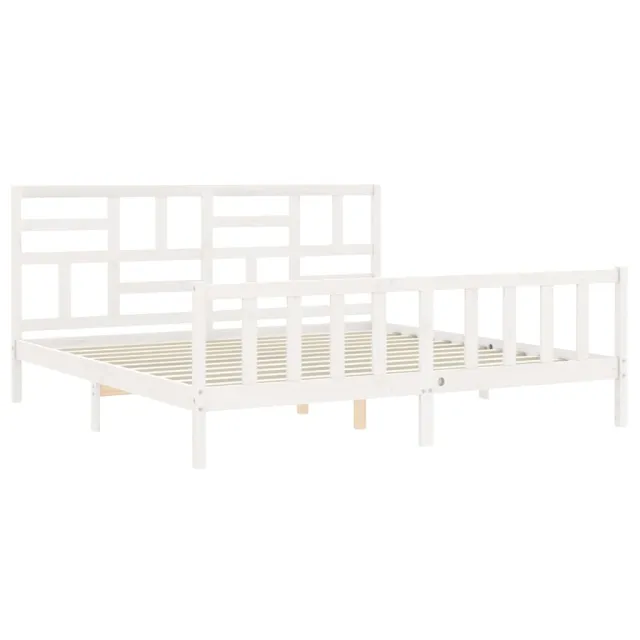 Cadre de lit sans matelas blanc bois massif de pin