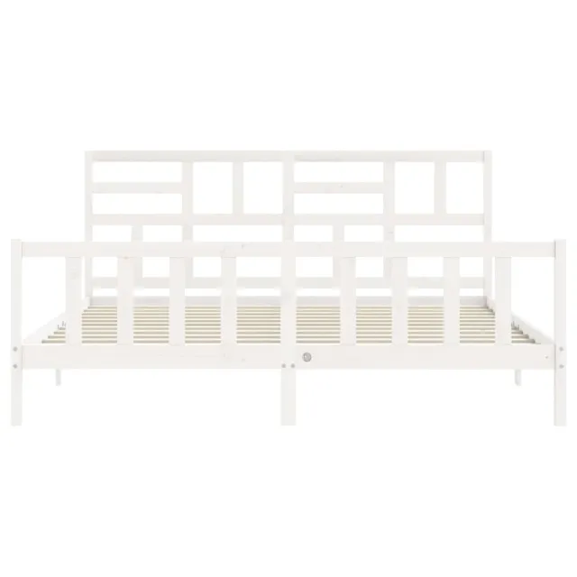 Cadre de lit sans matelas blanc bois massif de pin