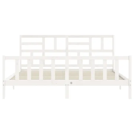 Cadre de lit sans matelas blanc bois massif de pin